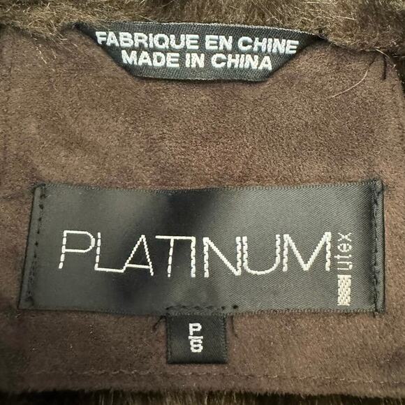 Women's Brown Suede and Faux Fur Lined Pea Coat Jacket by PLATINUM - Picture 8 of 9